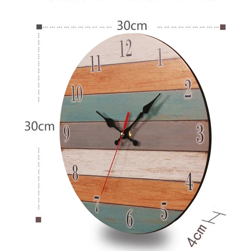 Retro Wall Clock Modern Design Mechanism Vintage Digital Metal European Wooden Roman Craft Wall Clock Home Decorative Gift 201202