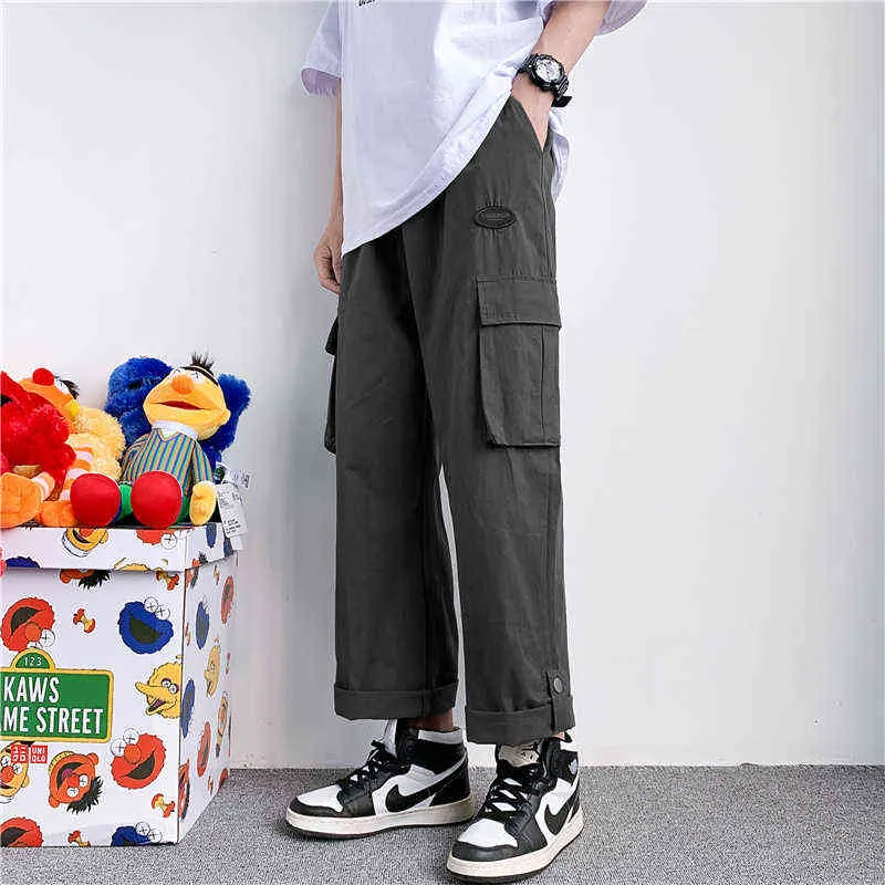 Casual Hosen Retro Hombre Ankle-länge Werkzeug Hosen Männer Oversize Design Lose Cargo Pant Streetwear Japanischen Stil Harajuku G220224