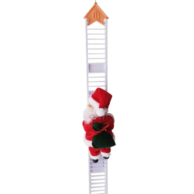 Weihnachtsfeier-Heimdekoration, elektrische Weihnachts-Weihnachtsmann-Puppe mit Tasche, Kletterleiter 201127