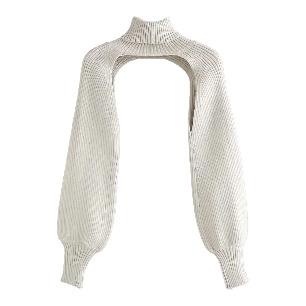 Women Knitted top Knit Arm Warmers High Neck Long Sleeves sweater casual stylish sweater femme vetement ropa mujer 201203