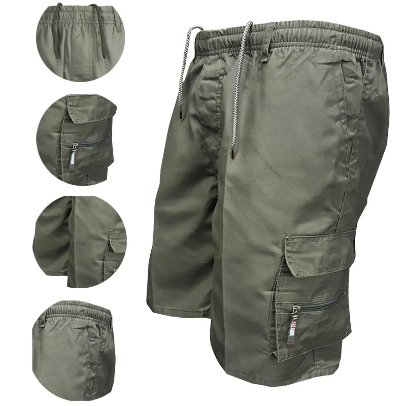 Pantalones cortos de carga para hombre de verano Bermudas de algodón de alta calidad Ejército Multibolsillo Casual Hombres Pantalones cortos al aire libre 220614