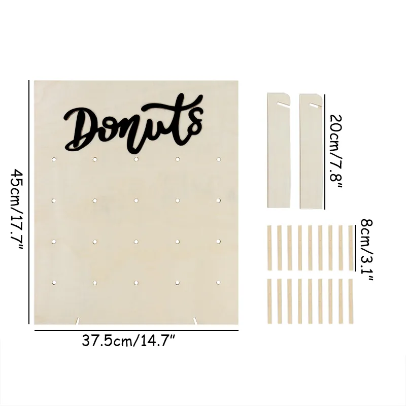 20 -Hole Donut Walling Donuts Holder Stand Boards Wystrój ślubu Akcesoria Dekoracja obiadowa Dziecko Dzieciowe Przyjęcie urodzinowe 21045178829