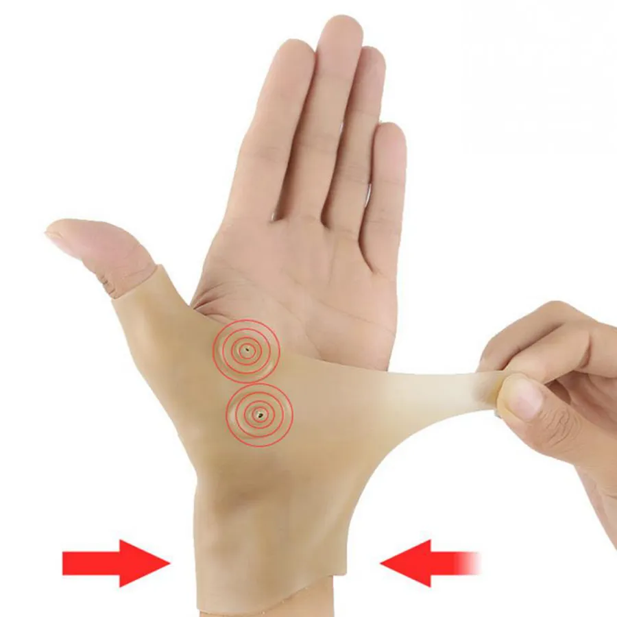 Перчатки магнитной терапии Запястье Brace Рука, поддерживающие пальцы Перчатки Силиконовые Гель Массаж Обезьяние Перчатки