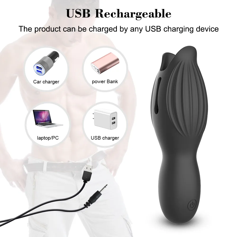 Mannelijke masturbator vibrator sexy speelgoed voor mannen glans stimuleren massager penis vertraging trainer elektronische orale climax 10 modi