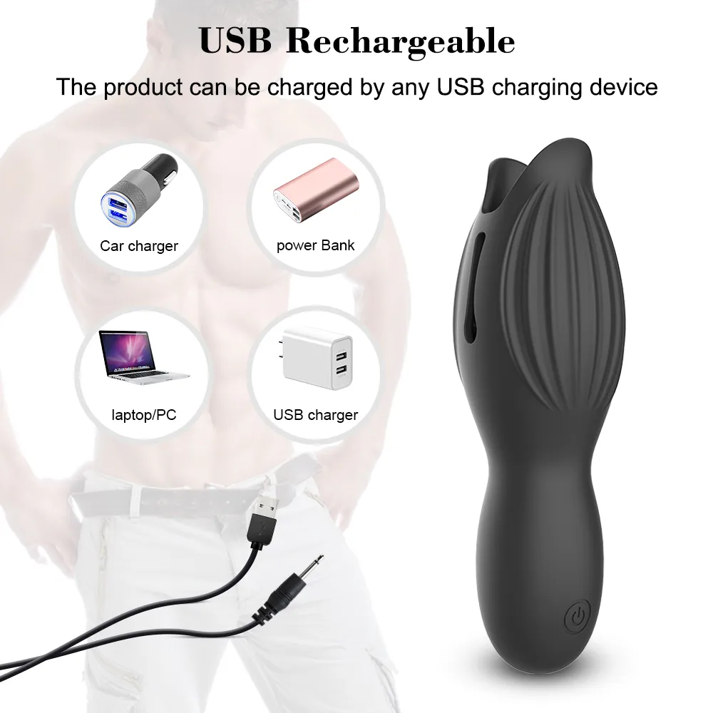 Masturbateur masculin vibrateur jouets sexy pour hommes gland stimuler masseur pénis retard formateur électronique Oral Climax 10 modes