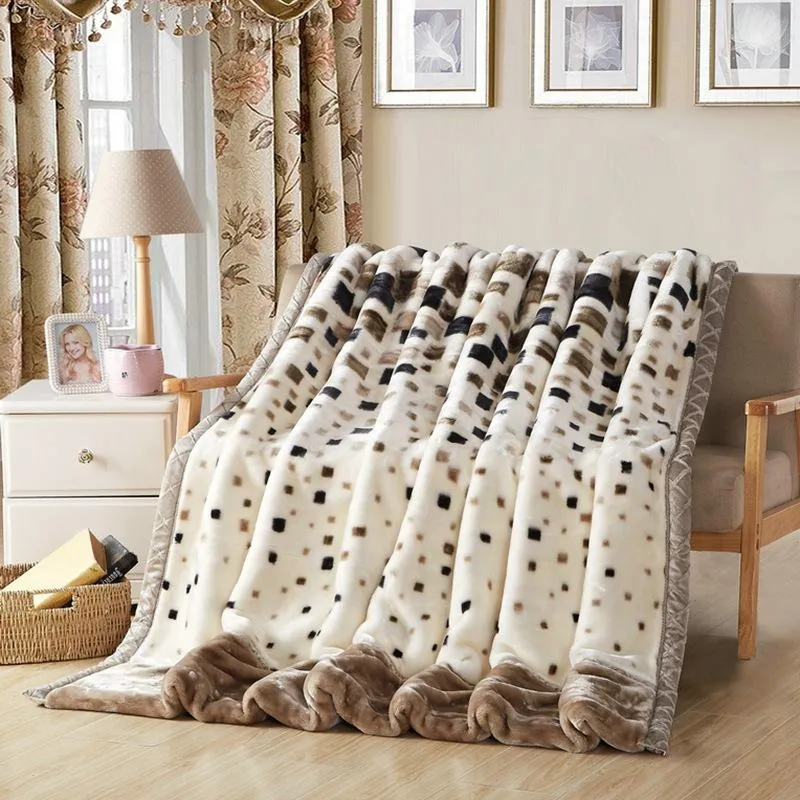 Blankets 1 5m 2m Double Thick Warm Blanket Flannel Super Soft For Bed Heavy Fluffy Throw Blankets1200e