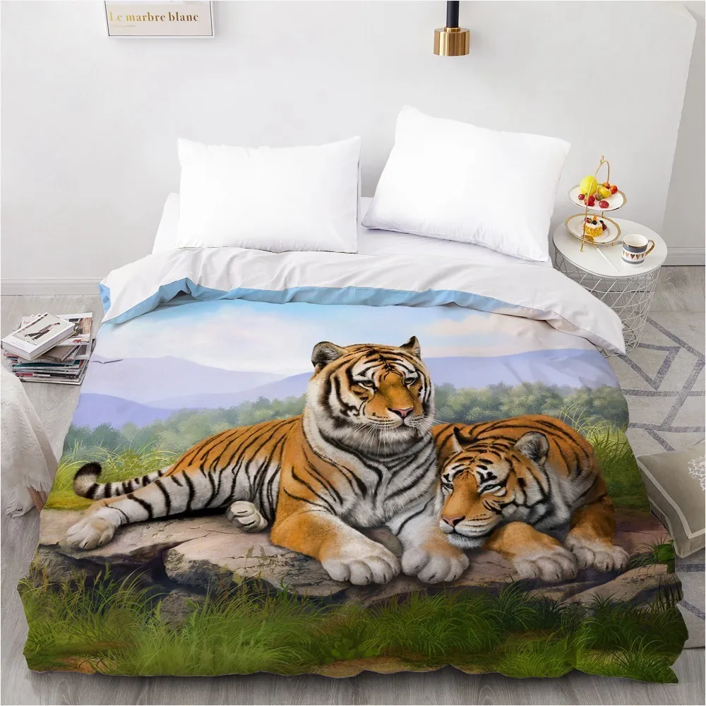 Projekt niestandardowy kołdra kołdry kołdra koca pokrywka obudowa łóżka pościel Bedding Zestaw Czarne zwierzęta Tiger Home Tekstyle LJ201015254U