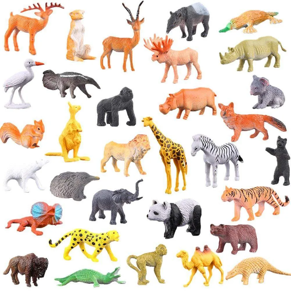 HobbyLane 53 stksMini Jungle Dier Speelgoed Set Dinosaurus Wildlife Model Kinderen Puzzel Vroege Onderwijs Gift LJ201027