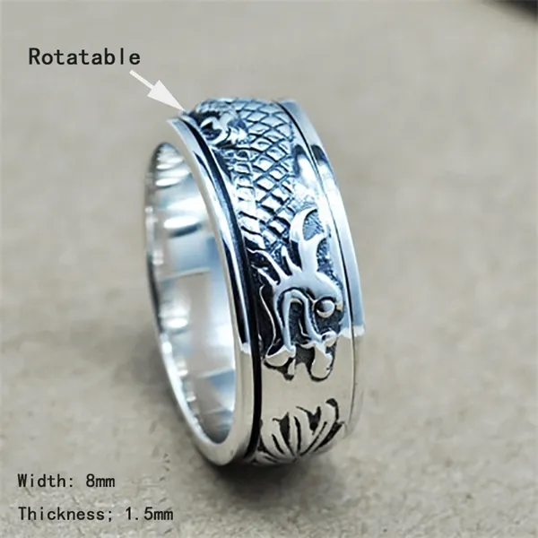 Echt Reine 925 Sterling Silber Drachen Ringe Für Männer Drehbare Transfer Glück Vintage Punk Retro Stil Anel Masculino Aneis Y1124242w