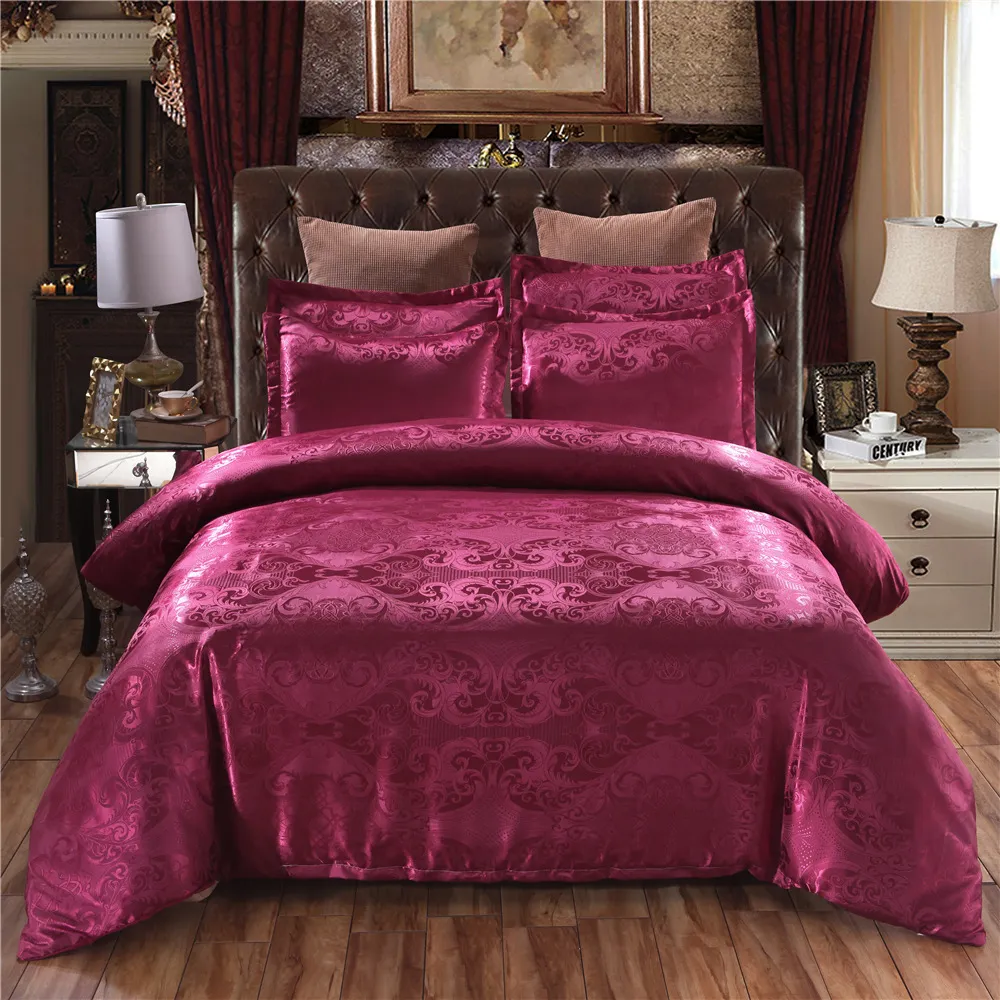 Ensemble de literie de luxe 2 ou 3 pièces ensembles de housse de couette Jacquard en satin avec fermeture à glissière 1 housse de couette + 1/2 taies d'oreiller taille US/EU/AU 201120