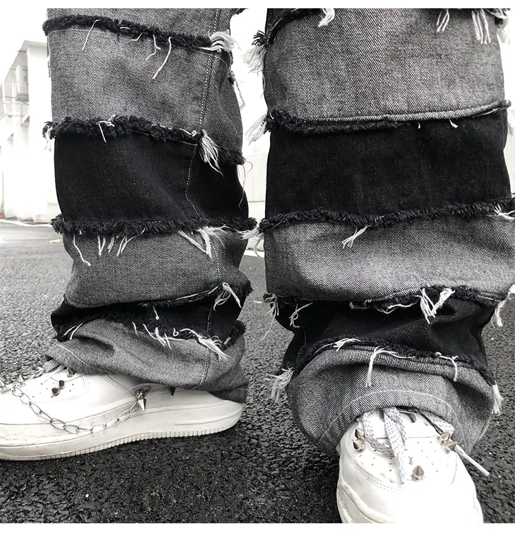 UNCLEDONJM Tassel Pants Mens Fashion Brand Ins Pendant Wide Leg Hip Hop Lazy Wind Jeans Couples Loose jeans men N06 201111