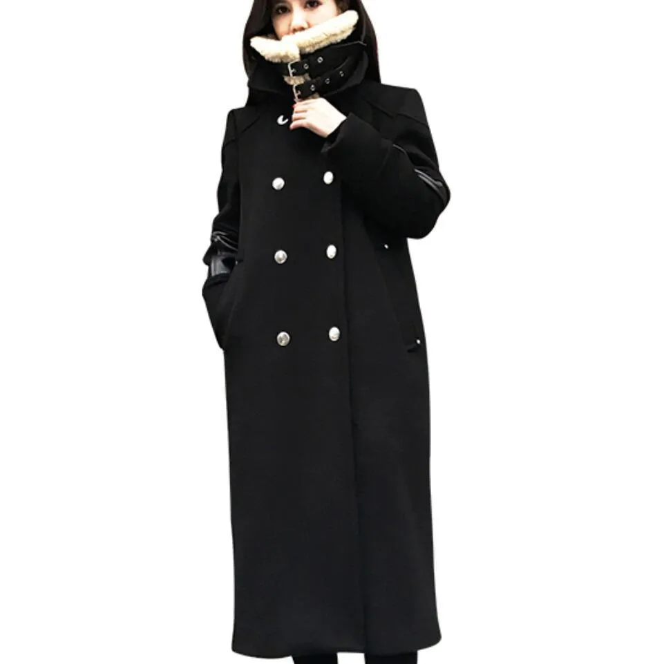 зимняя мода ягненка шердью шерстяное пальто Женщины Длинная двойная грудь Прямое толстое шерстяное пальто LJ201106