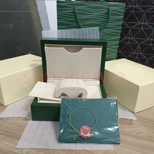 HJD ROLEX GRÖN BROCHURE Certificate Watch Boxes AAA Quality Gift Surprise Box Clamshell Square Exquisite Luxury Boxes Case Carry232s