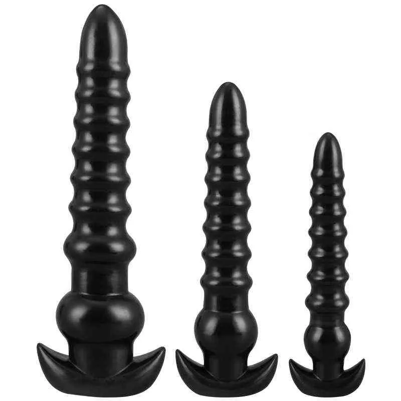 NXY Dildos anal Toys Amber Gold Thread Pagoda Backyard Plug Thre -Piece Set Male and Female Masturbation Device Soft Fun Expansion Adult Products 0225