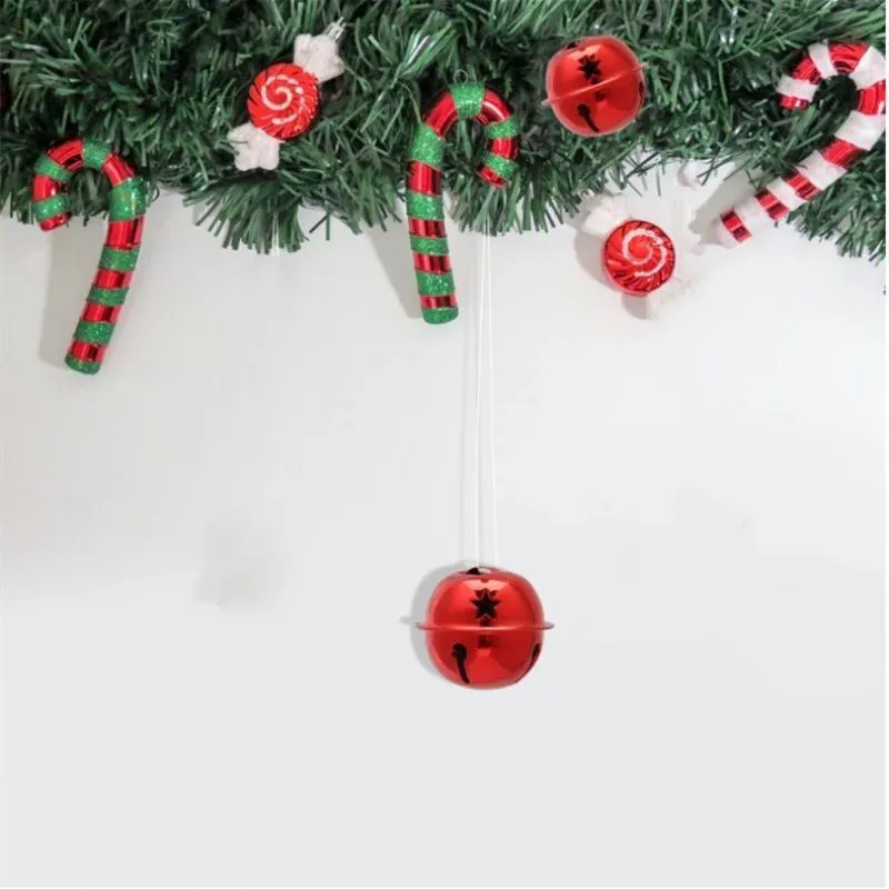 30 pezzi Jingle Bells albero di Natale appeso decorazione perline sciolte in metallo pendenti animali domestici accessori artigianali con nastro di corda di canapa 201127
