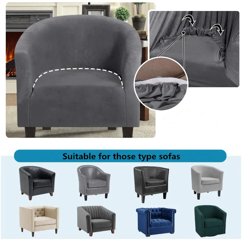 Arc-vormige stretch sofa cover ronde eenzitter stoel antislip 1-seat s voor El Internet Cafe Club Bar 220302