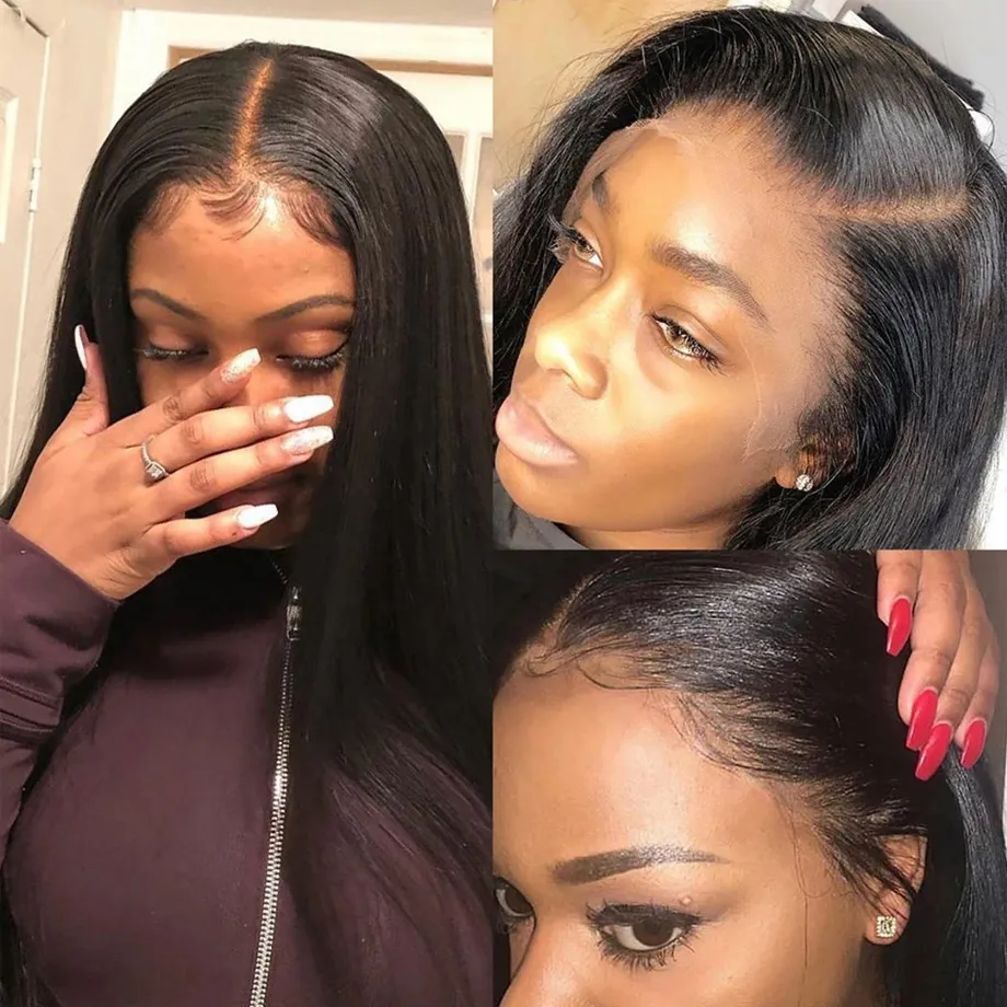 Lace Front Human Hair Wigs Short Straight 28 30 40 inch Brazilian Natural Frontal Wig Full For Black Women9475592