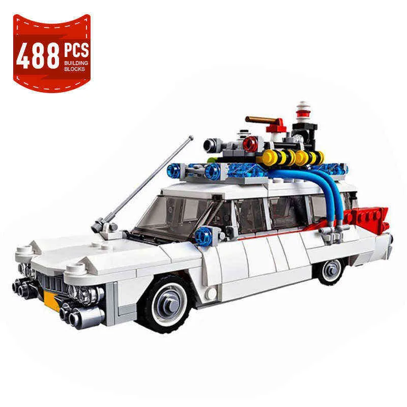 Technical Cars City Ghostbusters Ecto-1 Model Building Blocks MOC Movie Vehicle Bricks DIY Education Toys For Children AA220303