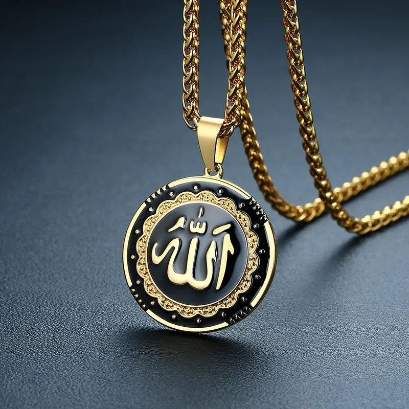 Neue Ankunft Gold Silber Farbe Edelstahl Arabisch Islamischen Gott Anhänger Halskette Muslimische Frauen Charme Jewelry2751