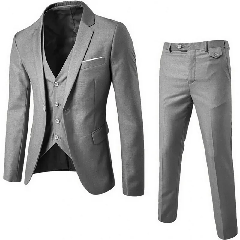 CYSINCOS MENS SLIM SUITS MENS BIZNES Casual Clothing Groomsman TreePiece Suit Blazers Spodnie spodnie Kamizelki Zestawy 201109