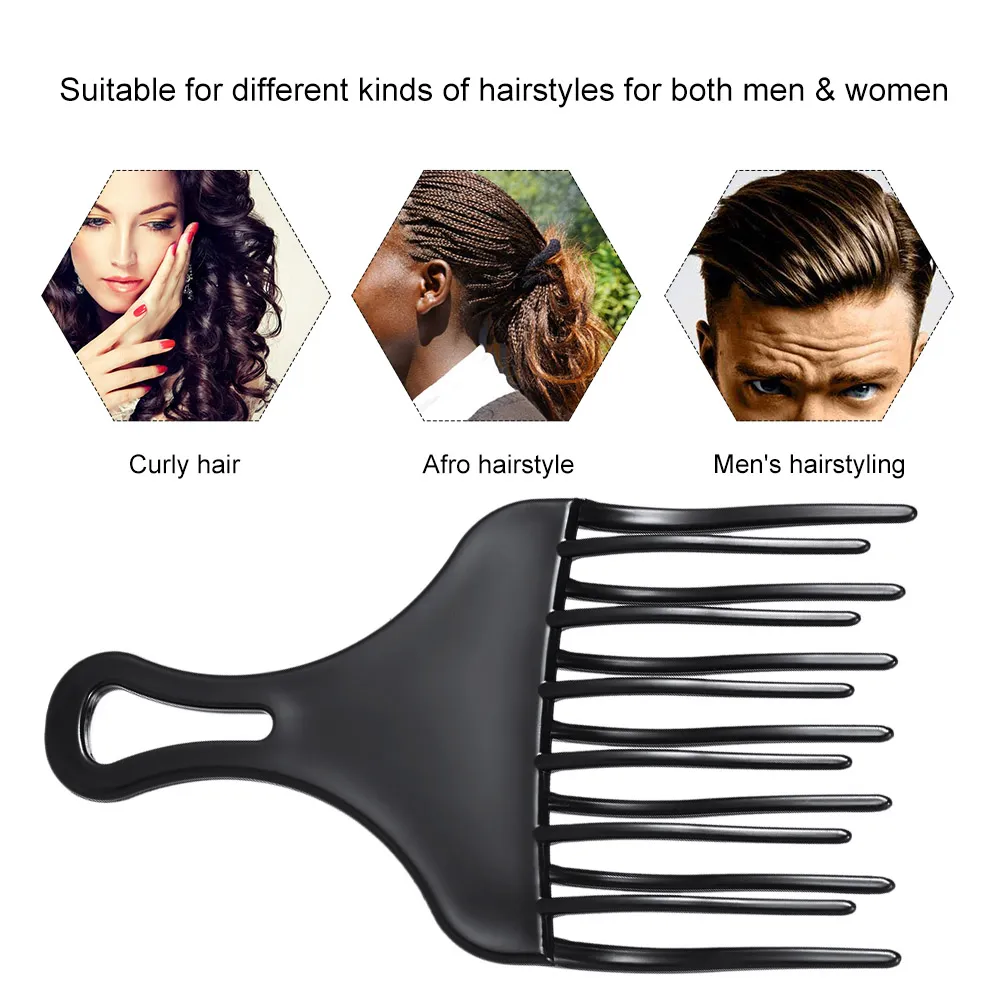 Inserir pente de cabelo com dentes largos, garfo afro pentes de plástico, escovas de engrenagem alta e baixa para cabeleireiro encaracolado, ferramenta de estilo grande size2654484