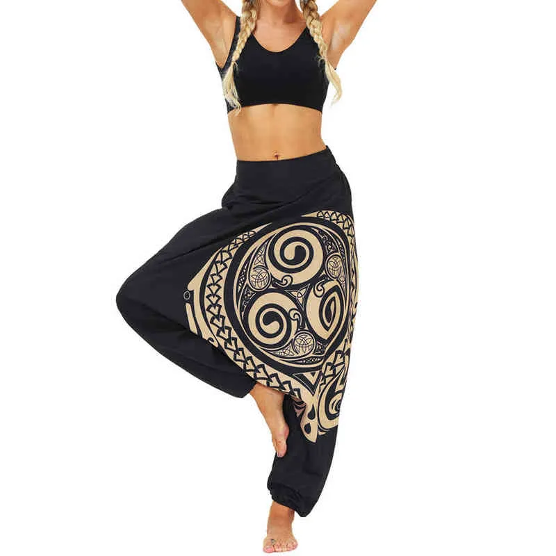 Pantaloni Harem Yoga Aladdin Boho Boho Gypsy Hippie larghi con fondo elastico in vita con fondo abbassato donne e uomini H1221