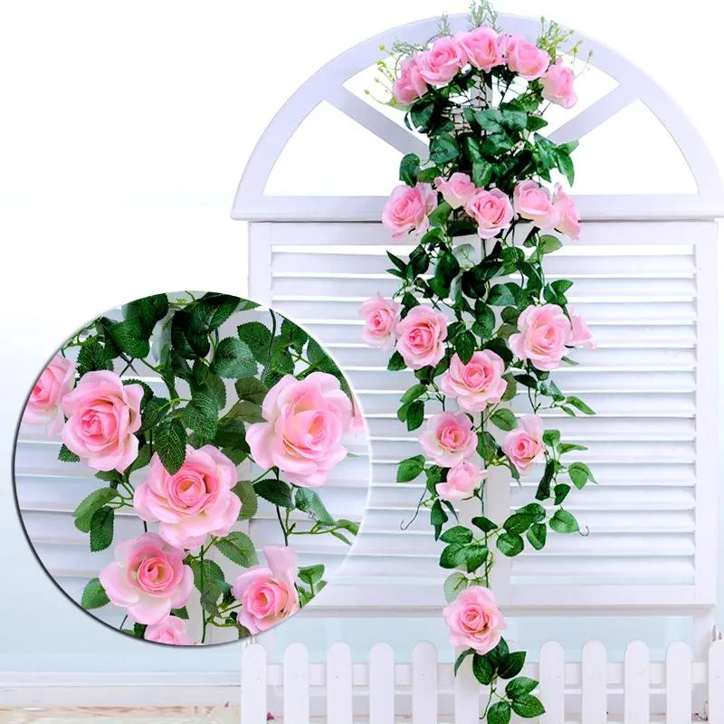 Nicht-Woven Stoff Simulation Rose Wand Hängen Reben Künstliche Gefälschte Blume Pflanze Hängenden Korb Wohnzimmer Balkon Dekoration189D