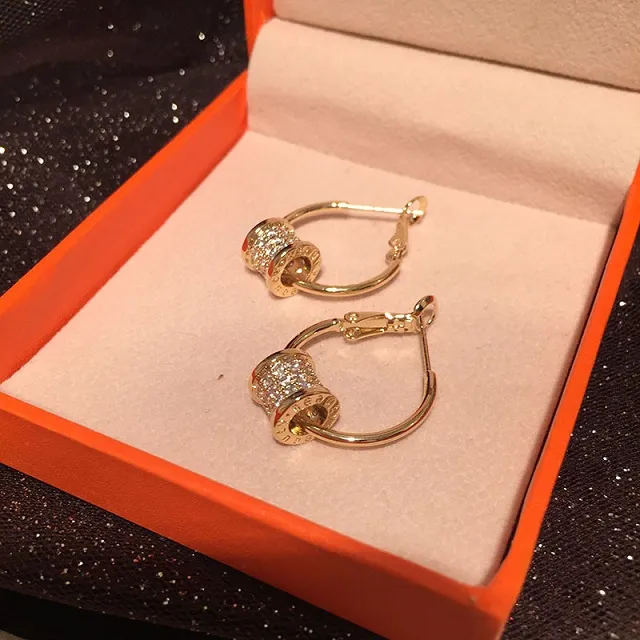 Fonkelende zirkonia diamant ronde kleine hoepel oorbellen mode luxe designer clip op oorbellen voor vrouw meisjes S925 post236W