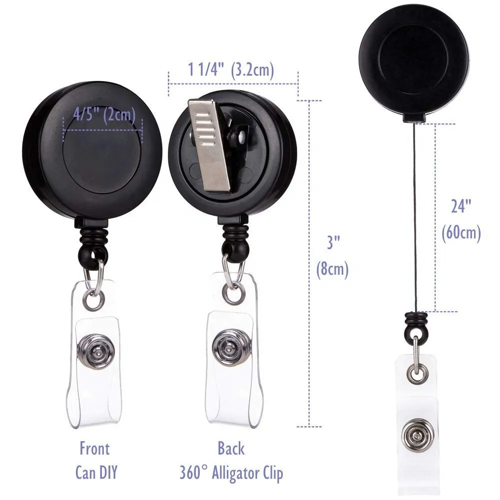 Newest Style Key Rings Black Girl Rhinestone Retractable ID Holder for nurse name accessories badge reel with alligator clip2832
