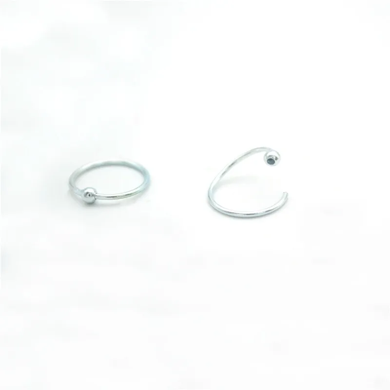 Hengke 925 серебро кольцо-обруч в носу с шариком 20 г ювелирные изделия для пирсинга всего тела серьги модные аксессуары для женщин2956175