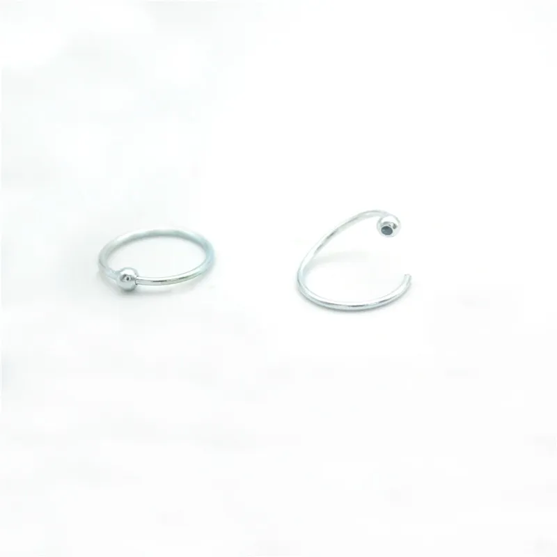 Hengke 925 Silver Hoop Nose Pierścień z kulą 20 g całego ciała przebijanie biżuterii modne akcesoria dla kobiet6047099