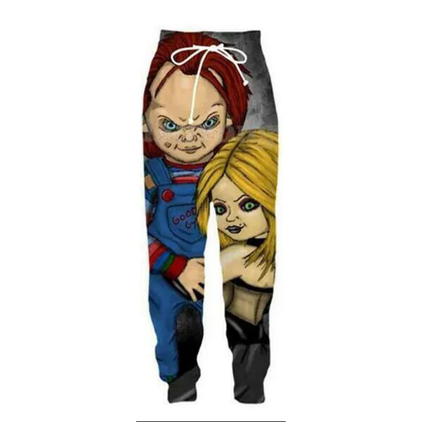 2021 Yeni Moda Erkek Kadın Korku Filmi Chucky Zipper Hoodie ve Pantolon İki Parçalı Eğlenceli 3D Genel Basılı Trailsuits PJ05343O