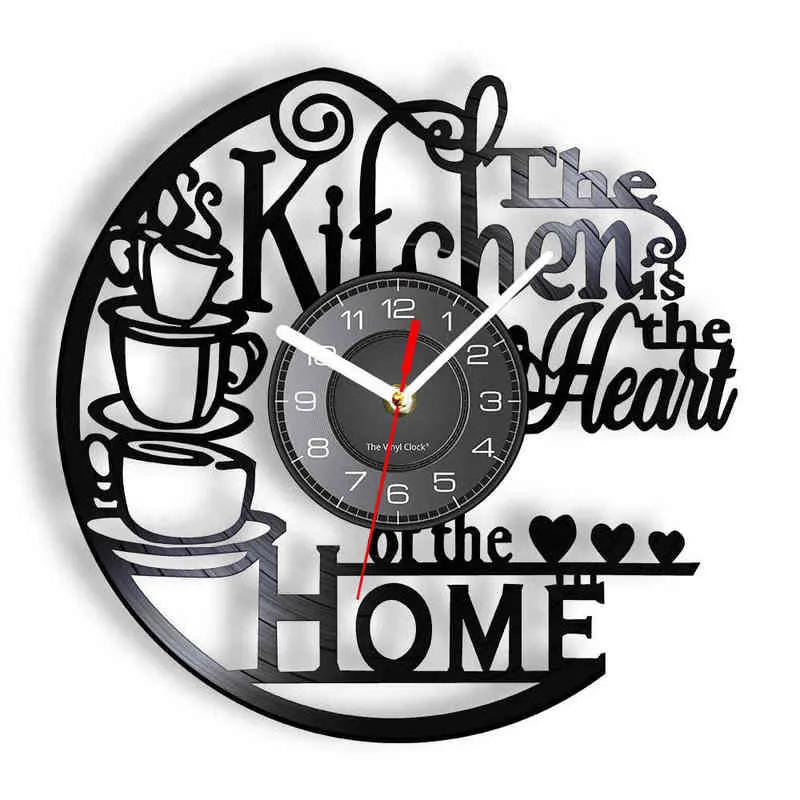 Kuchnia The Heart of the Home Inspired Record zegar nowoczesny design zegarek na ścianę w kuchni wystrój beztłuszczone zegarki 2201047900437