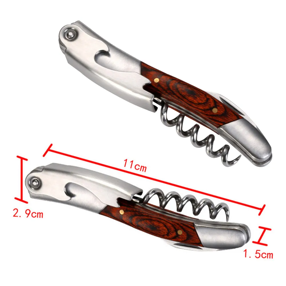 Laguiole style Wine Opener Stainless steel Corkscrew Waiters Bottle Can Openers Red Wood Christmas Kitchen Accessories Tools 201225869517