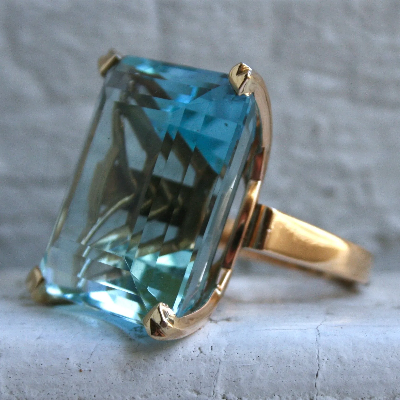 Sea Blue Topaz 석재 공주 다이아몬드 반지 약혼 Sapphire Ring 14K 골드 아닐로 여성 Bizuteria Jade Diamond Jewelry 20114956576