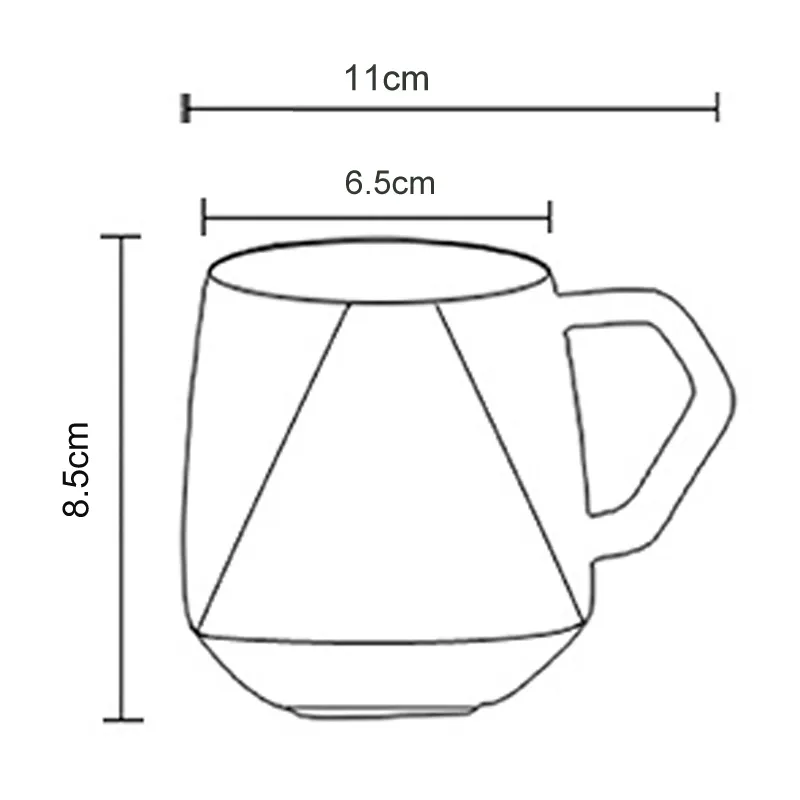 250ml Creative Pure White Ceramic Mug Brief Style Coffee Tea Milk Cup Cute Diamond Shape Drinking Cups Fancy Porcelain Gift (5)