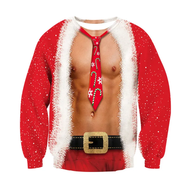 2020 Sweater de Natal Feio Papai Noel Papai Noel Impressão do suéter solto Homens homem Pullover de Natal Novamente