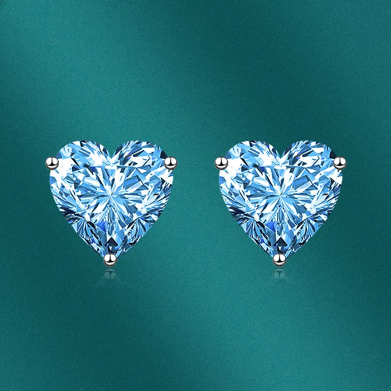 2022 Ins Top Sell Stud Earrings Simple Fashion Jewelry Solitaire Multi Color 5A Cubic Zircon CZ Diamond 925 Sterling Silver Heart 255g