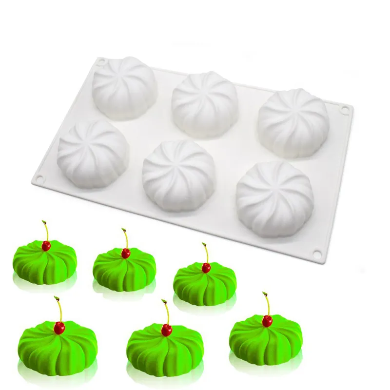 6 buracos 3D abóbora lanterna mousse moldes de silicone bolo molde diy pastelaria bolo de decoração ferramentas de cozimento molde decoração de natal 201028