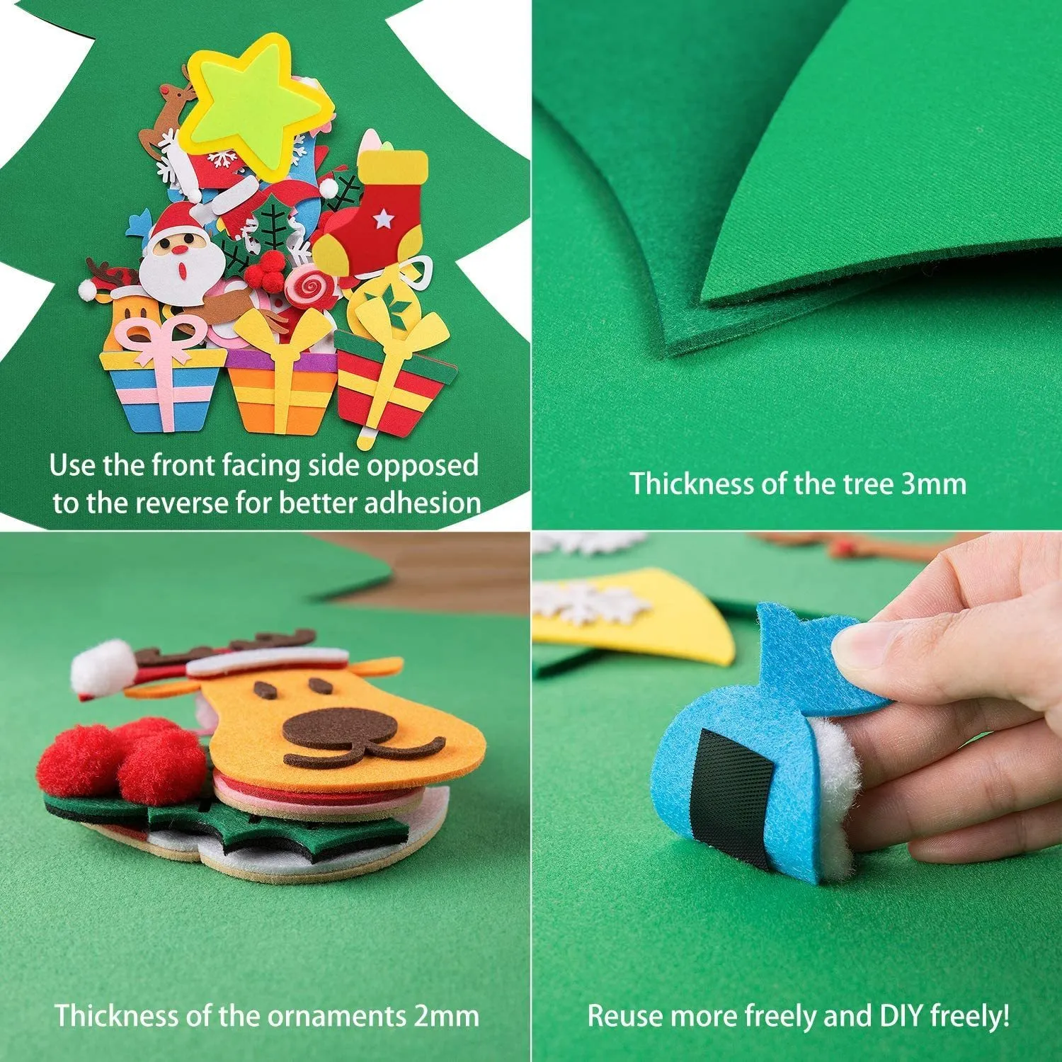 DIY Feutre Arbre de Noël Décor Père Noël Jouets pour enfants pour la maison Noël Ornements suspendus Année Cadeaux Y201020