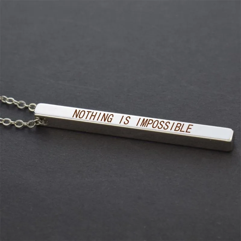 Цепочка «Нет ничего невозможного», вдохновляющая цитата, гравировка, ожерелье из нержавеющей стали, женское модное ожерелье-свитер, Jewelry234r