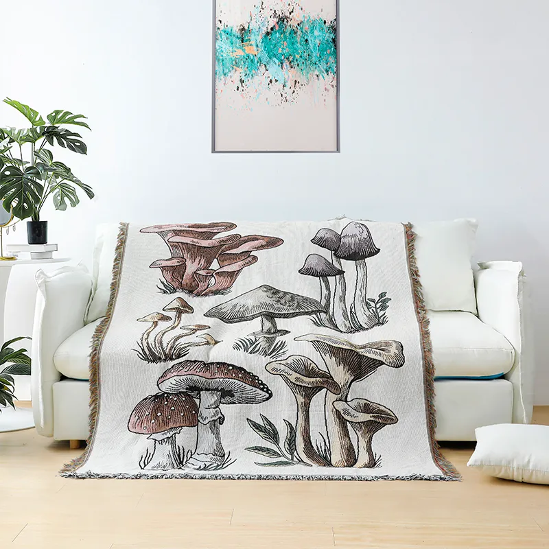 Casual Blanket Carpet Decoration Mushroom Sofa Cover Leisure Wallhanging Single Tapestry Throw s 220301