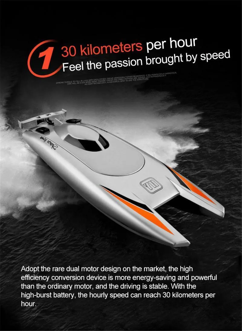 RC Boats Radio Remote Control Boat 30km Hour High Speed Rowing Dual Motor Yacht Kids Competition Boat Water Toy Xmas Gift 201204