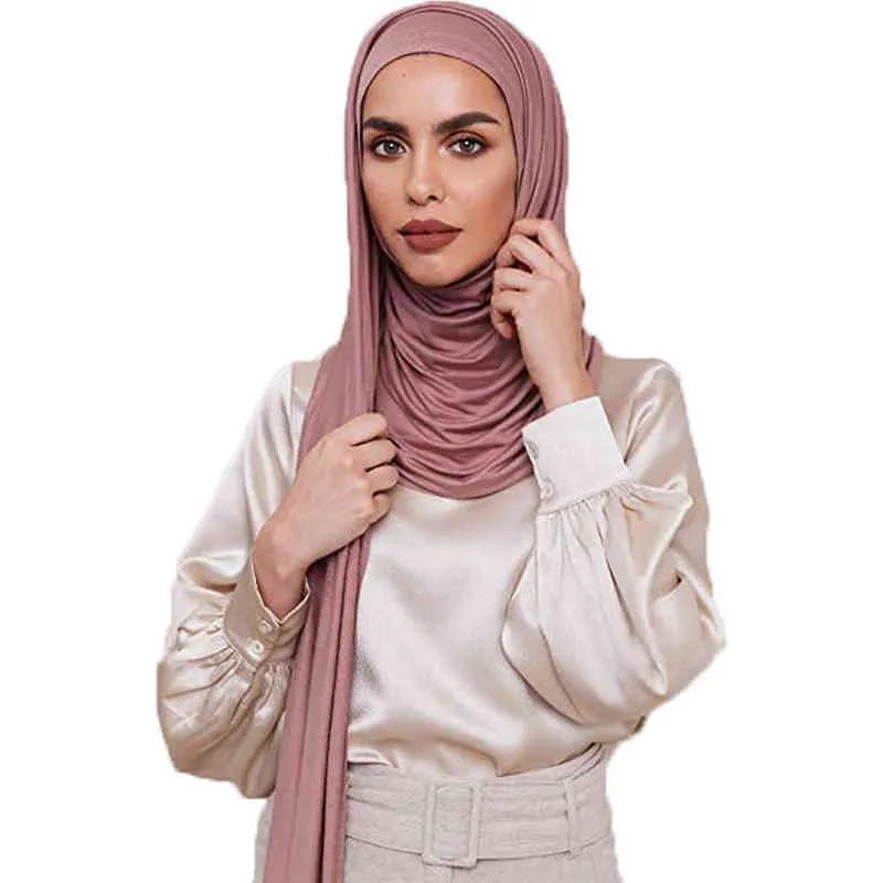 Plain Hijab Presewn Instant Premium Jersey Head Sciarpa Wrap Donna Sciarpe 170X60cm 220106