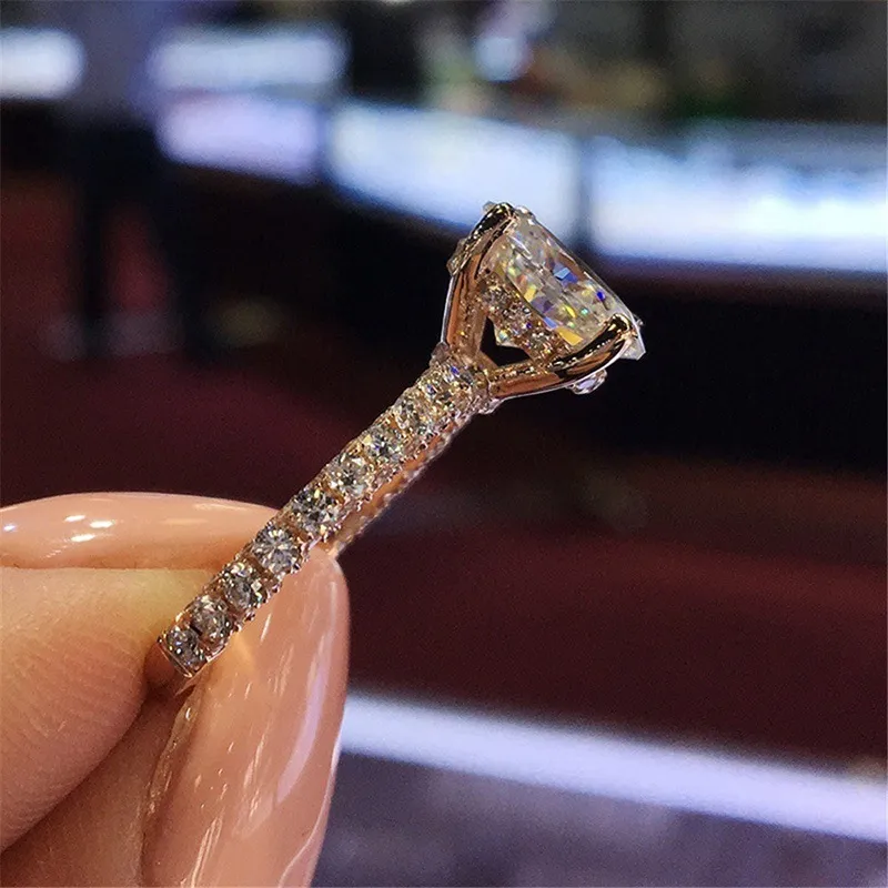 Promessa romântica Bandas de casamento Ring Zircon Stone Crown Anéis de noivado para mulheres jóias de dedos 7756604