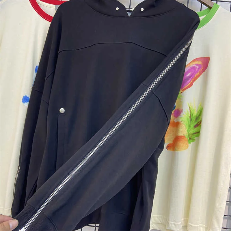 Hoodies masculinos 2022 Nova cor sólida zipper pulôver camisola materiais de terry Hip Hop Hip Hop TrendSetter Hoodie