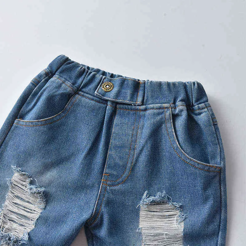 Jeans strappati bambini Tinta unita Moda Jeans bambini ragazzi Primavera Autunno Pantaloni in denim bambini Jeans bambini Abbigliamento bambini G1220