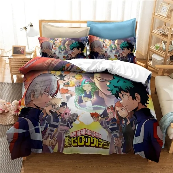 New My Hero Academia 3d Bedding Set Bakugou Katsuki Todoroki Shouto Duvet Cover Pillowcase Children Anime Bed Linen Bedclothes C10275Z