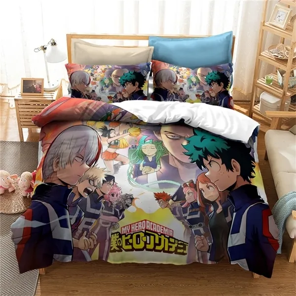 Nieuwe Mijn Hero Academia 3d Beddengoed Set Bakugou Katsuki Todoroki Shouto Dekbedovertrek Kussensloop Kinderen Anime Beddengoed Beddengoed C10275Z