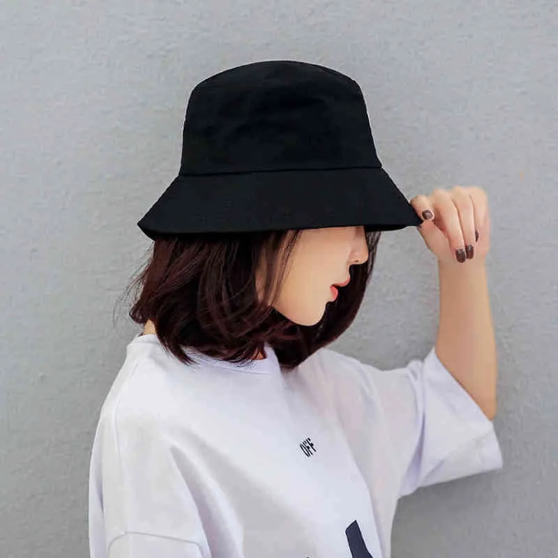 Fisherman Hat Woman Spring Summer Sunshade Hat Man Candy Color Flat Top Bucket Hats Head Outdoor Bucket Caps Cotton New G220311